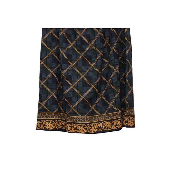 Vintage 90s Maxi Skirt Size 16 Pull On Equestrian Derby Gold Chain Plaid Retro - Picture 7 of 9